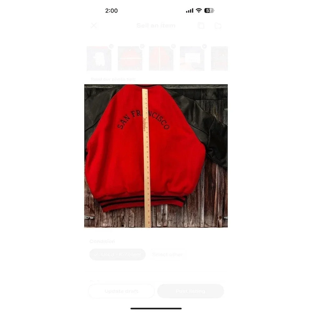 Vintage DeLONG Varsity‎ Jacket Mens Size 44 Red San Francisco Letterman